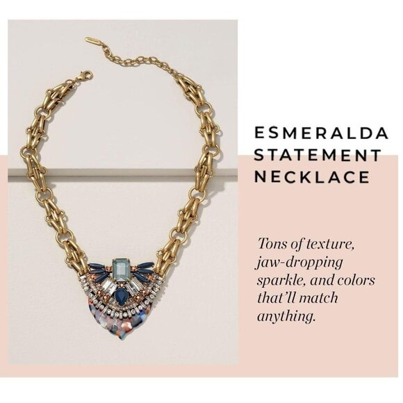 Stella & Dot Esmeralda Blue and Clear Crystal Statement Necklace - Picture 1 of 8